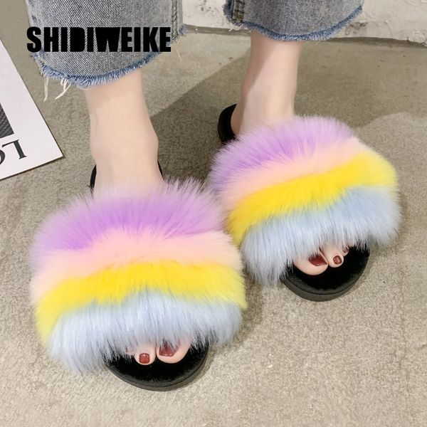 winter fluffy fur slippers women faux fur slides mixed fuzzy flat sandals indoor slippers lady flip flops plush shoe, Black
winter fluffy fur slippers women faux fur slides mixed fuzzy flat sandals indoor slippers lady flip flops plush shoe, Black