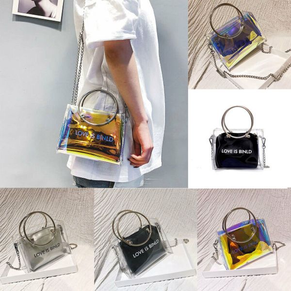 2020 new fashion women transparent laser pvc chain handbag holographic shoulder messenger bag
2020 new fashion women transparent laser pvc chain handbag holographic shoulder messenger bag