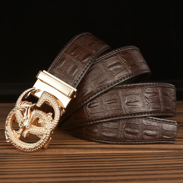 2020 genuine leather men's dragon automatic buckle cowhide leather belt casual crocodile personalized belt, Black;brown
2020 genuine leather men's dragon automatic buckle cowhide leather belt casual crocodile personalized belt, Black;brown