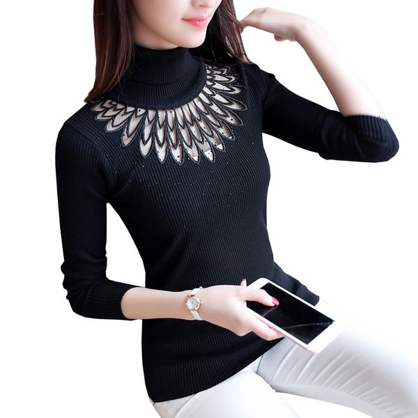 women pullover jumper 2018 new cashmere long sleeve turtleneck pullovers hollow out embroidered female knitted pull femme, White;black
women pullover jumper 2018 new cashmere long sleeve turtleneck pullovers hollow out embroidered female knitted pull femme, White;black