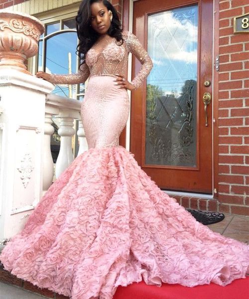 african pink long sleeves lace mermaid prom dresses beaded 3d floral backless sweep train formal party evening gowns, Black
african pink long sleeves lace mermaid prom dresses beaded 3d floral backless sweep train formal party evening gowns, Black