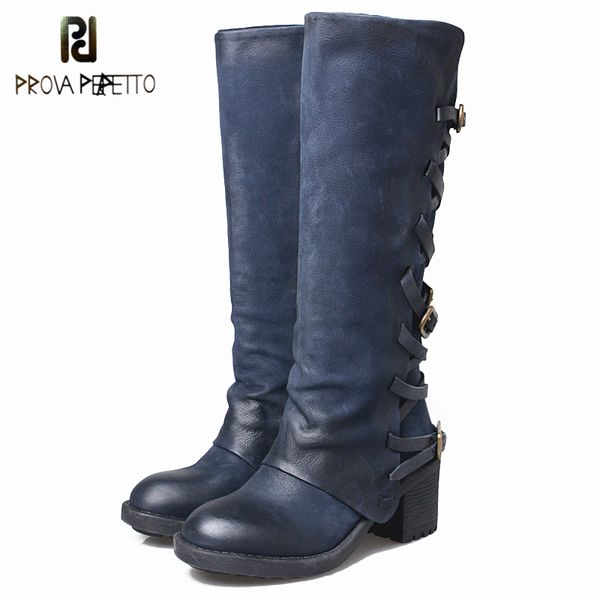 prova perfetto genuine leather do old side zipper women long boots handmade strap buckle knee-high high heels knight boots, Black
prova perfetto genuine leather do old side zipper women long boots handmade strap buckle knee-high high heels knight boots, Black