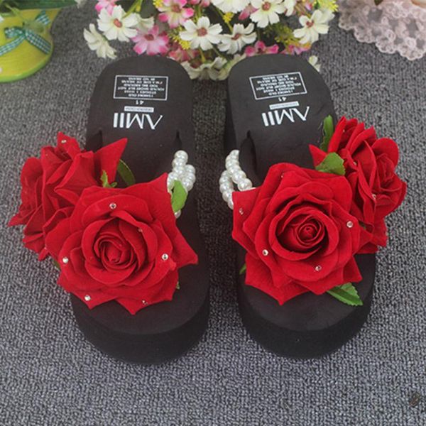 handmade wedges chanclas rose flower pearl slippers women high heel beach flip flops summer platform sandals zapatos mujer 2020, Black
handmade wedges chanclas rose flower pearl slippers women high heel beach flip flops summer platform sandals zapatos mujer 2020, Black