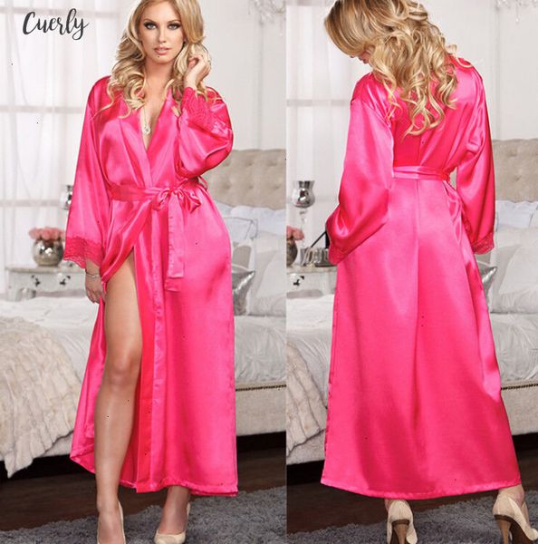 women faux satin lace silk long robes underwear lingerie nightdress sleepwear bathing robe belt without g string polyester black, Black;red
women faux satin lace silk long robes underwear lingerie nightdress sleepwear bathing robe belt without g string polyester black, Black;red
