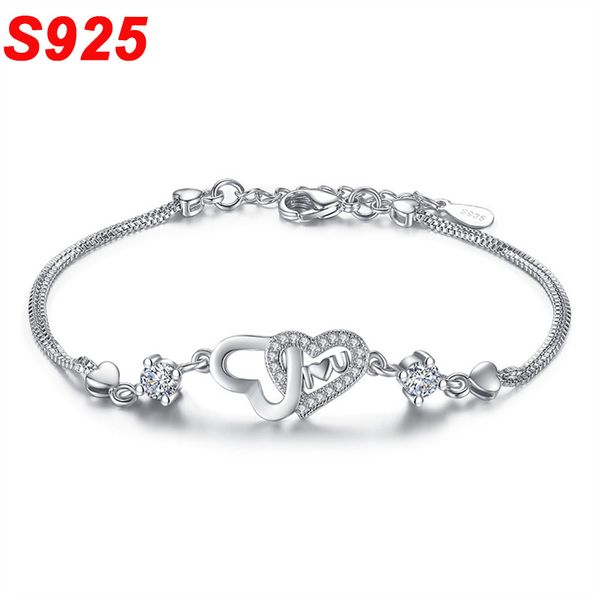 dainty 925 sterling silver two heart bracelet female multilayer chain link wristband armbanden braslet fiance gift sb005, Black
dainty 925 sterling silver two heart bracelet female multilayer chain link wristband armbanden braslet fiance gift sb005, Black