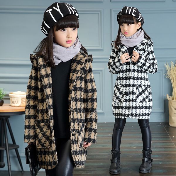 4-7 year old girl woolen coat long autumn and winter fashion classic large pocket padded houndstooth hooded woolen trench hot, Camo
4-7 year old girl woolen coat long autumn and winter fashion classic large pocket padded houndstooth hooded woolen trench hot, Camo