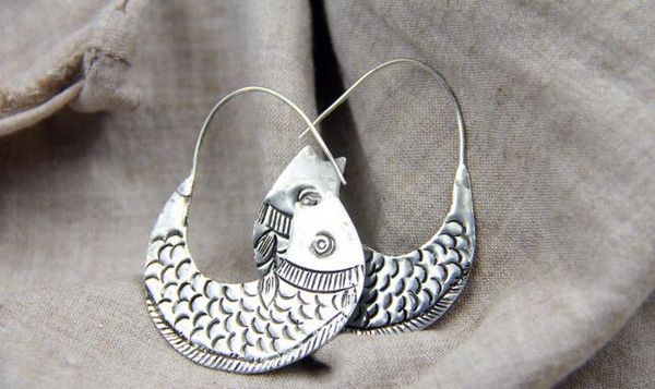 national wind seedlings silver rate true female models cute fish-shaped small fish earrings earrings