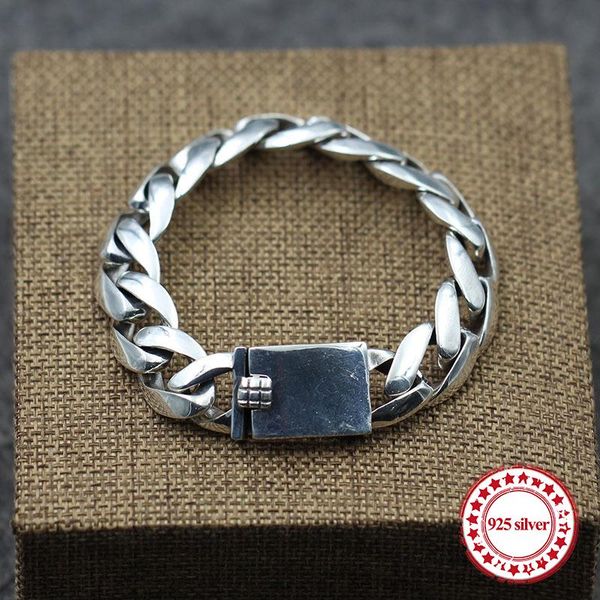 s925 sterling silver men's bracelet personalized retro classic punk style minimalist smooth hip-hop fashion gift to send lover, Black
s925 sterling silver men's bracelet personalized retro classic punk style minimalist smooth hip-hop fashion gift to send lover, Black