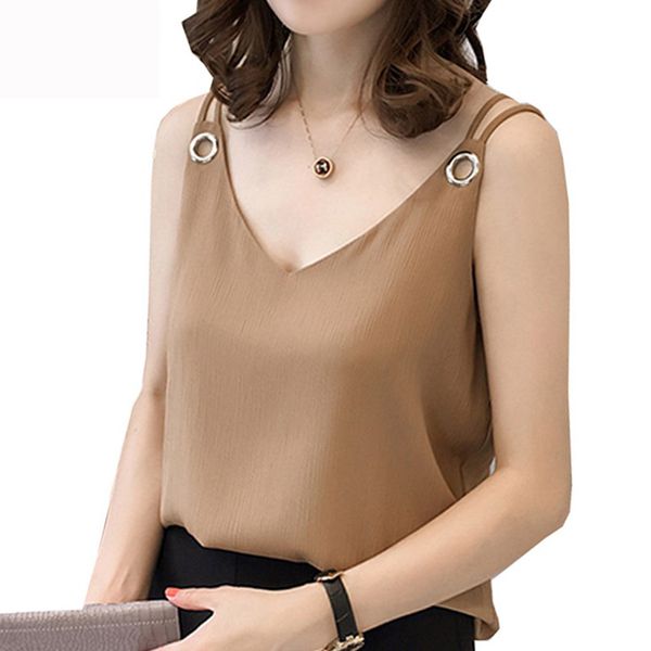 v-neck fashion ladies plus size women camis sling women's clothing blusas sleeveless chiffon summer, White
v-neck fashion ladies plus size women camis sling women's clothing blusas sleeveless chiffon summer, White