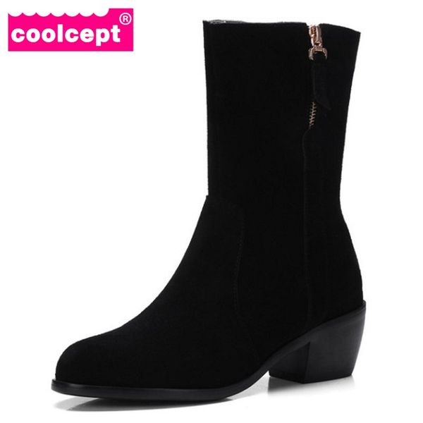 coolcept size 33-43 women high heel boots genuine leather zipper round toe mid calf woman shoes simple short botas lady shoes, Black
coolcept size 33-43 women high heel boots genuine leather zipper round toe mid calf woman shoes simple short botas lady shoes, Black