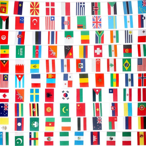 

Countries Flags 14X21cm 100 World Flags Decorations International Flags World Party Decoration World Cup Olympics String