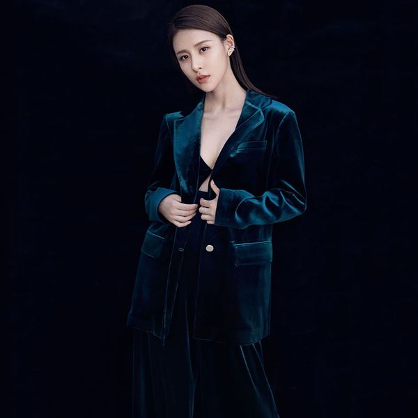 women's suits & blazers suit spring and autumn fashion slim 2piece set blazer with wide leg pants pleuche trouser, White;black
women's suits & blazers suit spring and autumn fashion slim 2piece set blazer with wide leg pants pleuche trouser, White;black