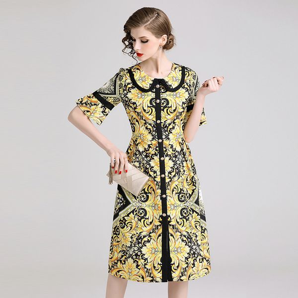 women's dress doll collar retro speaker retro printing 2019 spring / summer dress short sleeve waist printed beach, Black;gray
women's dress doll collar retro speaker retro printing 2019 spring / summer dress short sleeve waist printed beach, Black;gray