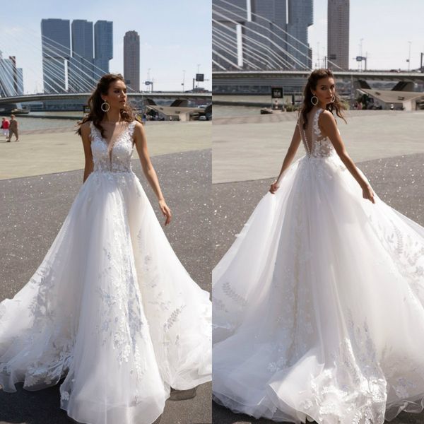 berta boho wedding dresses lace appliqued v neck a line sweep train beach wedding dress custom made sleeveless white bridal gowns
berta boho wedding dresses lace appliqued v neck a line sweep train beach wedding dress custom made sleeveless white bridal gowns
