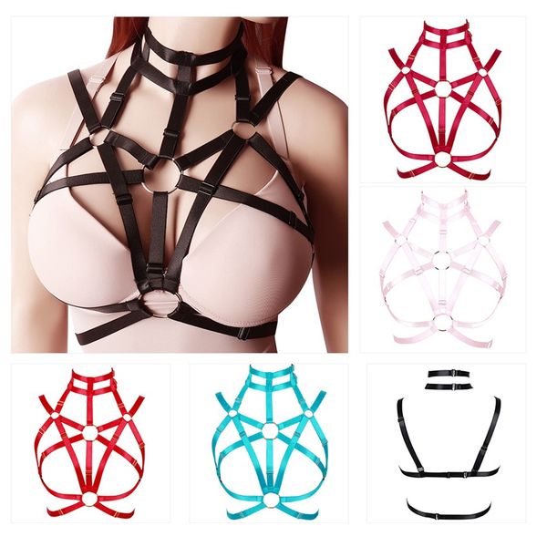 harness bra strappy breast belt plus size elastic pentagram cage punk gothic black lingerie party club clothing women, Black;white
harness bra strappy breast belt plus size elastic pentagram cage punk gothic black lingerie party club clothing women, Black;white