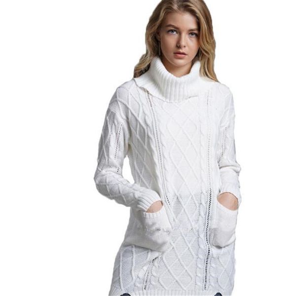 wkoud 2019 women's white sweaters fashion loose turtleneck knitted pullovers solid long sweater new streetwear y8064, White;black
wkoud 2019 women's white sweaters fashion loose turtleneck knitted pullovers solid long sweater new streetwear y8064, White;black