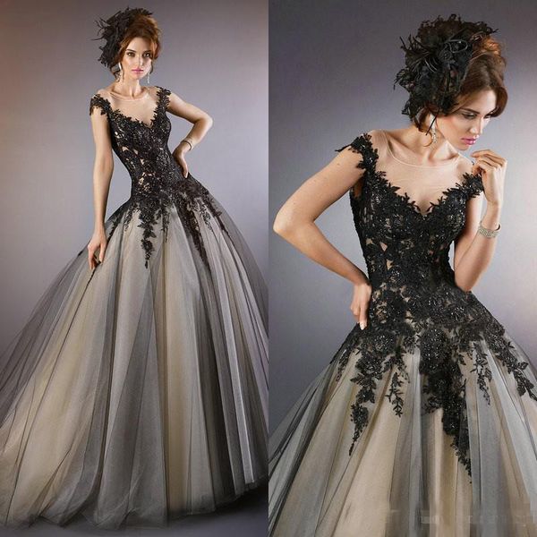 vintage black wedding dresses a line 2019 sheer neck cap sleeves custom made gothic bridal wedding gowns for wedding vestidos, White
vintage black wedding dresses a line 2019 sheer neck cap sleeves custom made gothic bridal wedding gowns for wedding vestidos, White