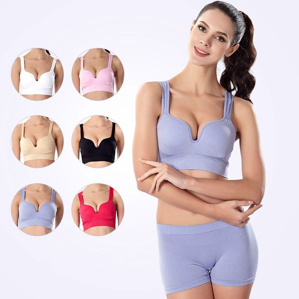 seamless sports bra women padded push up yoga running fitness daily wear wire thin bra tank vest female gym workout, White;black
seamless sports bra women padded push up yoga running fitness daily wear wire thin bra tank vest female gym workout, White;black
