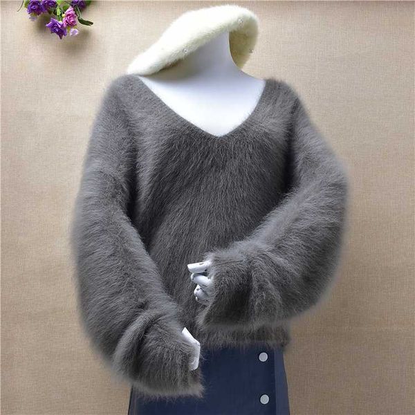 ladies woman winter clothing hairy fuzzy short style angora fur knitted v-neck loose oversized pullover jumper, White;black
ladies woman winter clothing hairy fuzzy short style angora fur knitted v-neck loose oversized pullover jumper, White;black