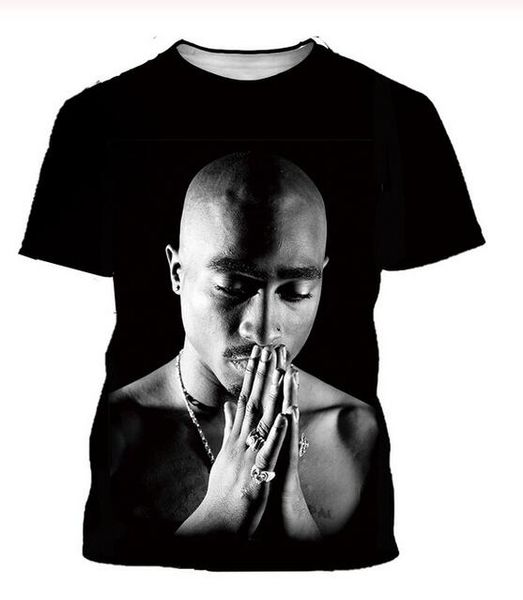 new fashion mens/womans tupac 2pac shirt summer style funny 3d print casual t-shirt plus size aa041, White;black