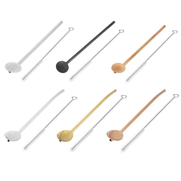reusable straws stainless steel drinking straw spoon with cleaning brush kit cocktail mixing spoon coffee bar kitchen tools
reusable straws stainless steel drinking straw spoon with cleaning brush kit cocktail mixing spoon coffee bar kitchen tools