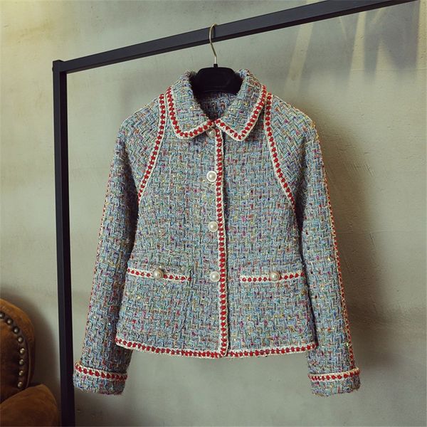 luxury designer brand jacket for women fashion peter pan collar single breasted pearls buttons tweed short coat, Black;brown
luxury designer brand jacket for women fashion peter pan collar single breasted pearls buttons tweed short coat, Black;brown