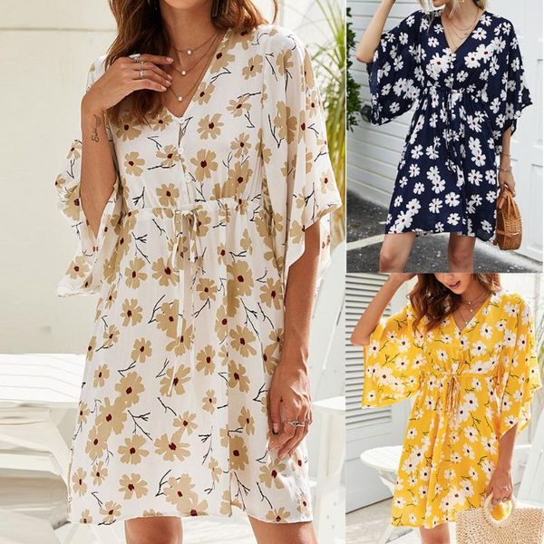 boho floral dress women casual loose dress v neck flower printed casual robe grande taille femme, Black;gray
boho floral dress women casual loose dress v neck flower printed casual robe grande taille femme, Black;gray