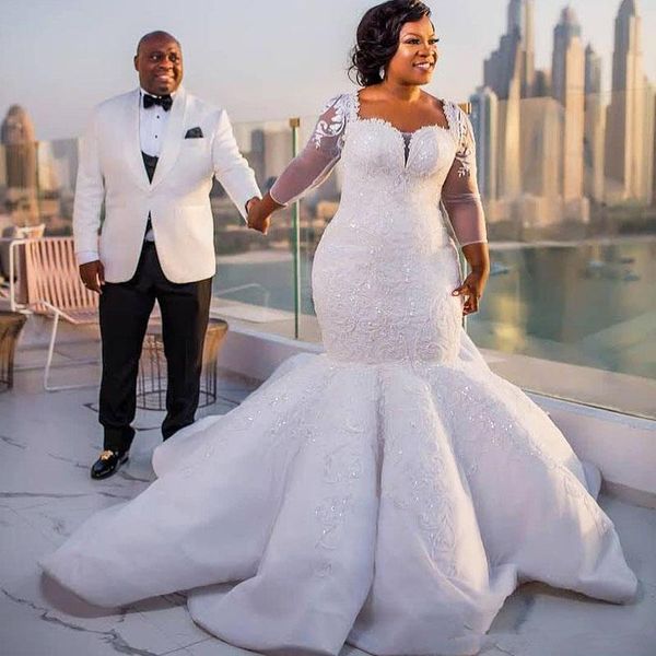 plus size long sleeves mermaid wedding dress custom south african bride maxi gowns bridal wedding gowns robe de mariee, White
plus size long sleeves mermaid wedding dress custom south african bride maxi gowns bridal wedding gowns robe de mariee, White