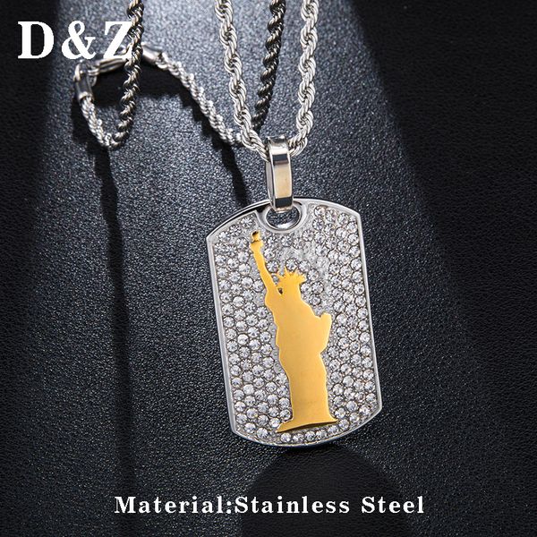 d&z iced out bling american rebel statue of liberty necklaces pendants with twisted chain collares for men women, Silver
d&z iced out bling american rebel statue of liberty necklaces pendants with twisted chain collares for men women, Silver