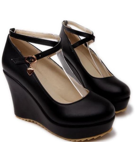 2019 women's shoes in spring and autumn with new style slope heel thick bottom round head waterproof table@04, Black
2019 women's shoes in spring and autumn with new style slope heel thick bottom round head waterproof table@04, Black
