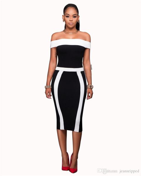 2019 designer woman summer dresses style elegant black white stripes slash neck bodycon dresses womens party dresses, White;black
2019 designer woman summer dresses style elegant black white stripes slash neck bodycon dresses womens party dresses, White;black