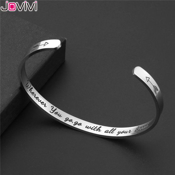 jovivi stainless steel engrave "wherever you go,go with all your heart" women bracelet inspirational bangle encouragement gift, Black
jovivi stainless steel engrave "wherever you go,go with all your heart" women bracelet inspirational bangle encouragement gift, Black