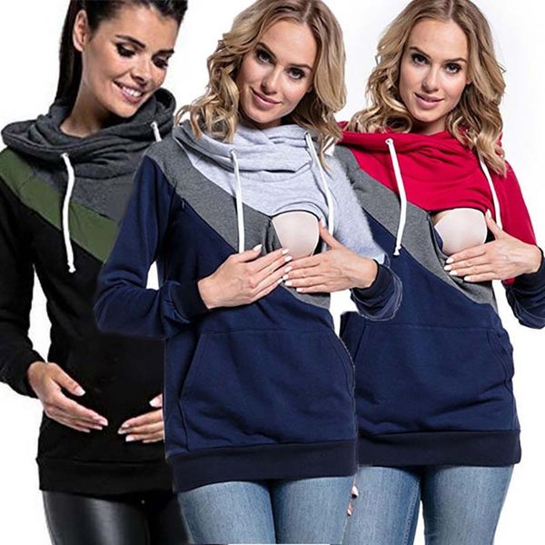 maternity clothing sweaters supplies splice long sleeve cotton blend hooded striped loose pullover splice breastfeeding t-shirt 40, White
maternity clothing sweaters supplies splice long sleeve cotton blend hooded striped loose pullover splice breastfeeding t-shirt 40, White