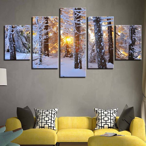 modern home wall art decor pictures 5 pieces sunrise woods snowfield winter landscape painting canvas for living room (no frame)
modern home wall art decor pictures 5 pieces sunrise woods snowfield winter landscape painting canvas for living room (no frame)