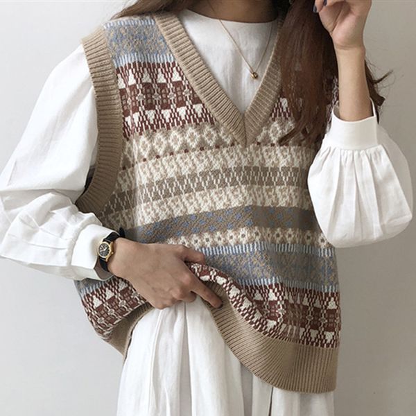 apperloth 2019 retro loose casual tank pullover v-neck women sleeveless thin knit pullover sweater knitted vest, Black;white
apperloth 2019 retro loose casual tank pullover v-neck women sleeveless thin knit pullover sweater knitted vest, Black;white