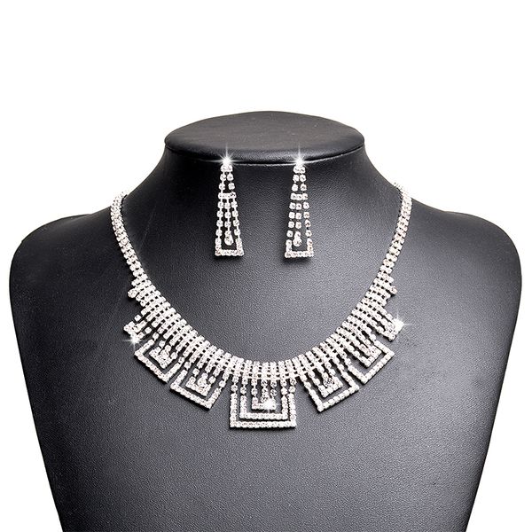 the new fashion gorgeous necklace earrings suit wedding dress the bride collarbone jewelry accessories, Silver
the new fashion gorgeous necklace earrings suit wedding dress the bride collarbone jewelry accessories, Silver
