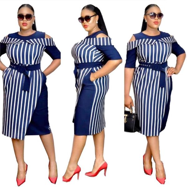 african women plus size dress blue stripe o-neck chest wrap office lady short sleeve dress 2020 spring sell new arrival, Black;gray
african women plus size dress blue stripe o-neck chest wrap office lady short sleeve dress 2020 spring sell new arrival, Black;gray