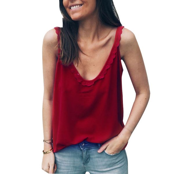 women v neck sleeveless solid color lace vest breathable for summer beach party jl, White
women v neck sleeveless solid color lace vest breathable for summer beach party jl, White