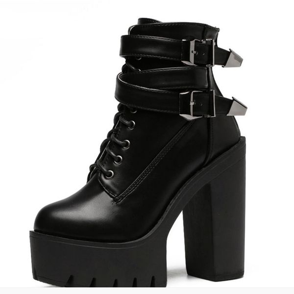 spring autumn fashion women boots high heels platform buckle lace up leather short booties black ladies shoes promotion
spring autumn fashion women boots high heels platform buckle lace up leather short booties black ladies shoes promotion
