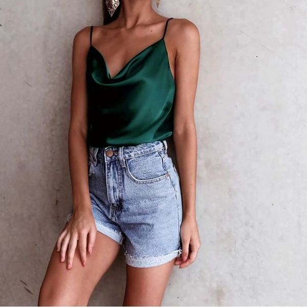 summer women ladies chic slim wild solid/print satin camis vest female adjustable spaghetti strap basic camisole, White
summer women ladies chic slim wild solid/print satin camis vest female adjustable spaghetti strap basic camisole, White