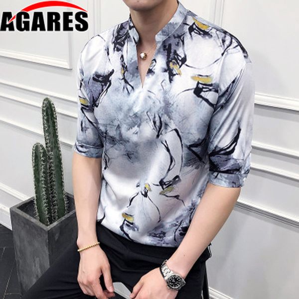 brand new men shirt three quarter sleeve print mens dress formal shirts camisa masculina men casual slim fit shirt sa-8, White;black
brand new men shirt three quarter sleeve print mens dress formal shirts camisa masculina men casual slim fit shirt sa-8, White;black
