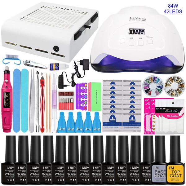 manicure set nail kit 84/54/24w uv led lamp with16/12 pcs gel varnish set nail drill machine art tool base coat
manicure set nail kit 84/54/24w uv led lamp with16/12 pcs gel varnish set nail drill machine art tool base coat