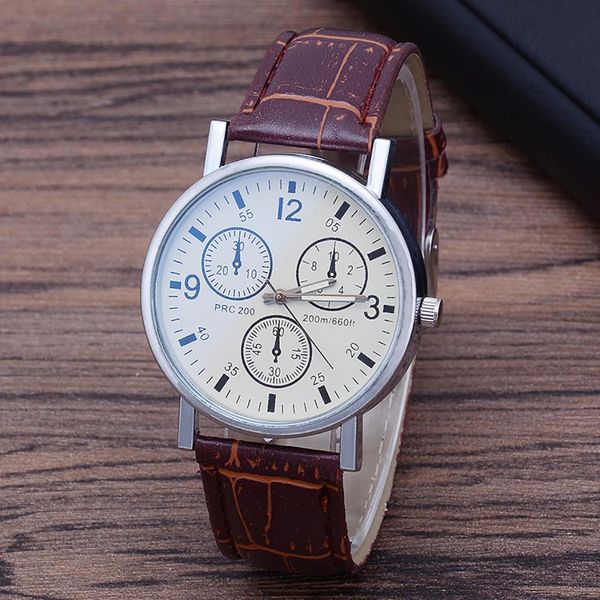 new men watch fashion synthetic leather band round complete schedule analog quartz wrist watch bracelet bangle, Slivery;brown
new men watch fashion synthetic leather band round complete schedule analog quartz wrist watch bracelet bangle, Slivery;brown