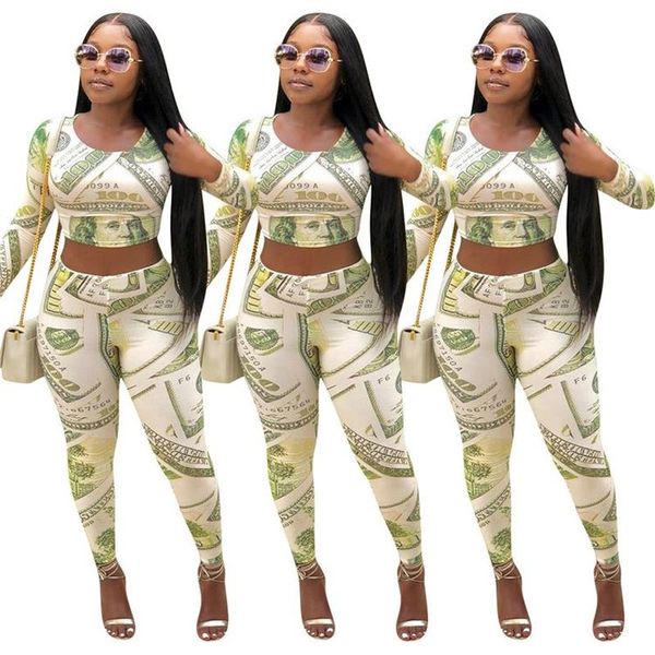 2 piece outfits for women fashion komplety damskie dollar printing crop bodycon pants two piece set women clothing, White
2 piece outfits for women fashion komplety damskie dollar printing crop bodycon pants two piece set women clothing, White
