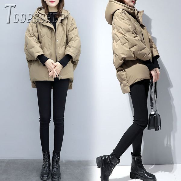 2019 winter new korean bat sleeve women parkas loose thick black khaki color female coat
2019 winter new korean bat sleeve women parkas loose thick black khaki color female coat