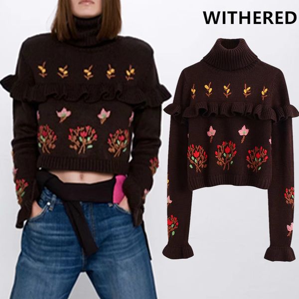 withered winter sweaters england vintage floral embroidery cascading knitting turtleneck pull femme sweaters women pullovers top, White;black
withered winter sweaters england vintage floral embroidery cascading knitting turtleneck pull femme sweaters women pullovers top, White;black