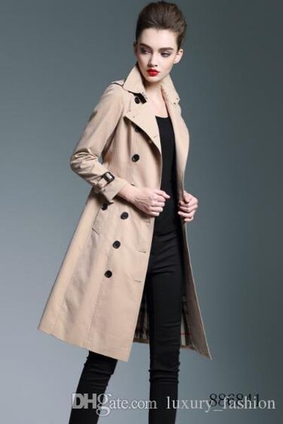 

classic women fashion england plus long trench coat british brand designer double breasted slim belted trench for women b6841f340 s-xxl, Tan;black