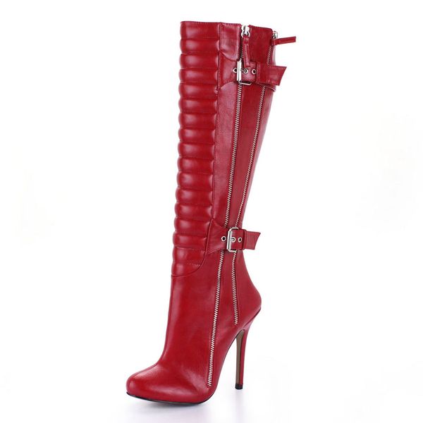 party stiletto high heel zippers buckles pleated women knee-high boots bottes genoux femmes fermeture eclair yj0640cbt-y1, Black
party stiletto high heel zippers buckles pleated women knee-high boots bottes genoux femmes fermeture eclair yj0640cbt-y1, Black