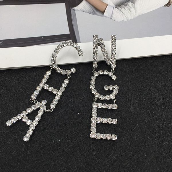 new trendy popular fashion luxury designer exaggerated glitter diamond rhinestone letter cha dangle chandelier stud earrings for women, Silver
new trendy popular fashion luxury designer exaggerated glitter diamond rhinestone letter cha dangle chandelier stud earrings for women, Silver