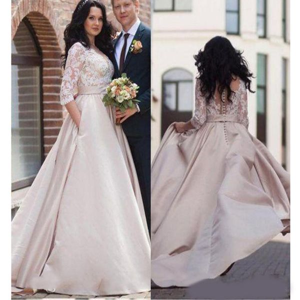 2020 vestidos de novia elegant plus size wedding dresses hollow back with illusion half sleeves fashion pockets bridal wedding gown, White
2020 vestidos de novia elegant plus size wedding dresses hollow back with illusion half sleeves fashion pockets bridal wedding gown, White